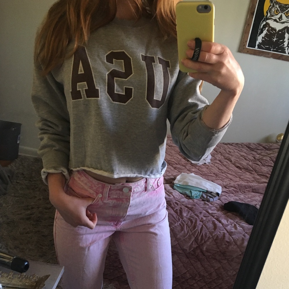 USA cropped crew neck